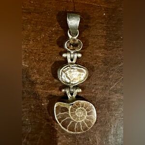 Silver Fossil Pendant Necklace